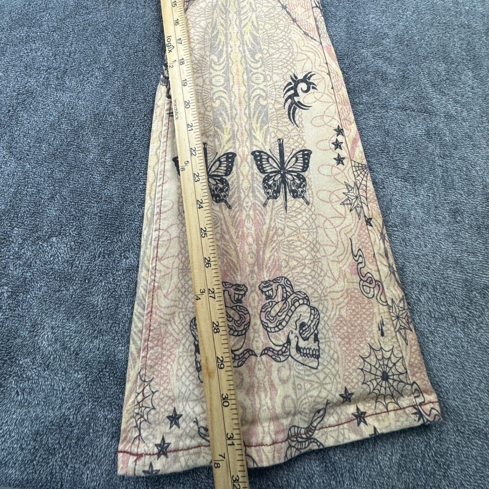 Vintage BDG Urban‎ Outfitters Tattoo Print V Flare Pants Y2K Grunge Size 27 - Picture 13 of 15
